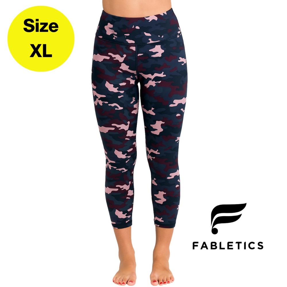Fabletics Women's Camouflage Leggings - Pink and Navy